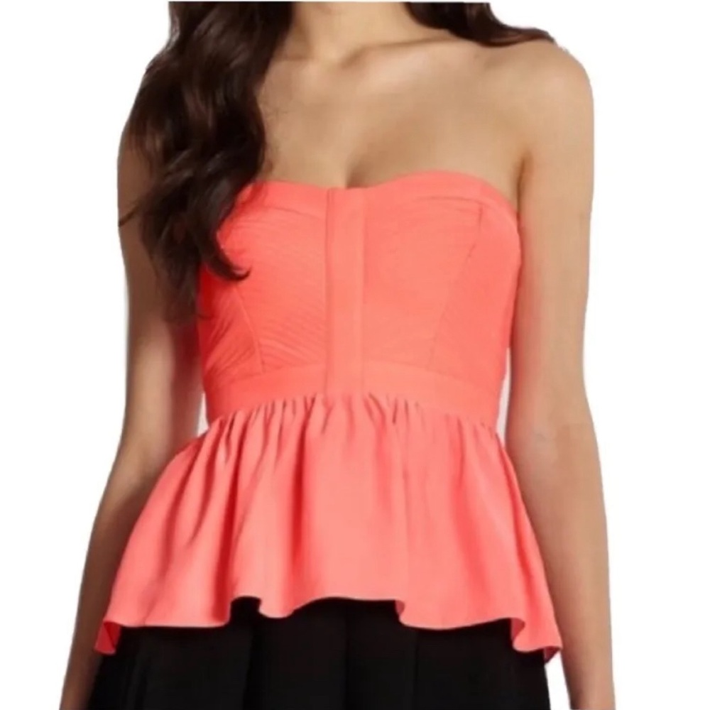 Parker Coral Penelope Silk Bustier Top Size Small
